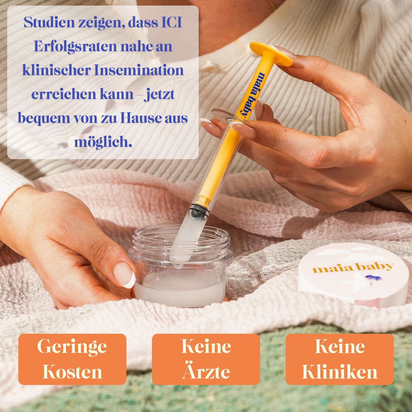 Verwendung des Maia Baby Applikators mit Samenprobe