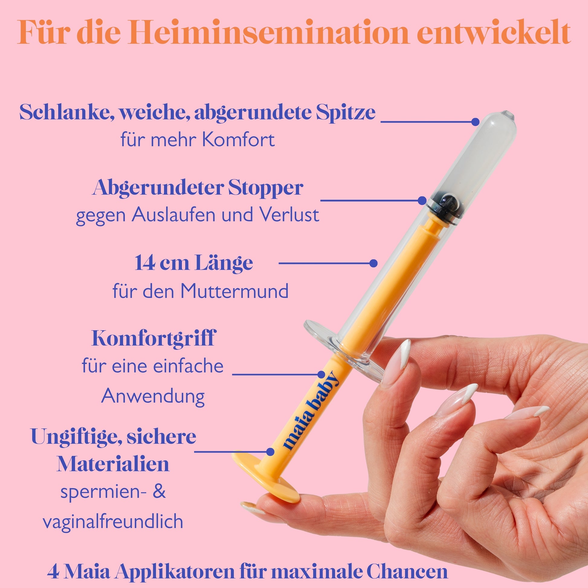 Speziell entwickelter Applikator für die Heiminsemination